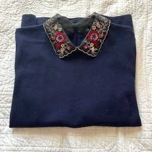 Club Monaco Sweater with Embroidered Collar Size SP